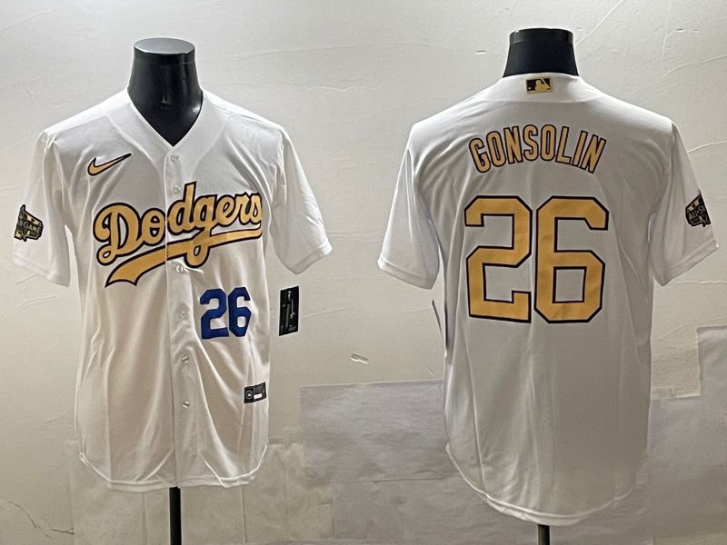 Men Los Angeles Dodgers 26 Gonsolin White All star Game 2025 Nike MLB Jersey style 3